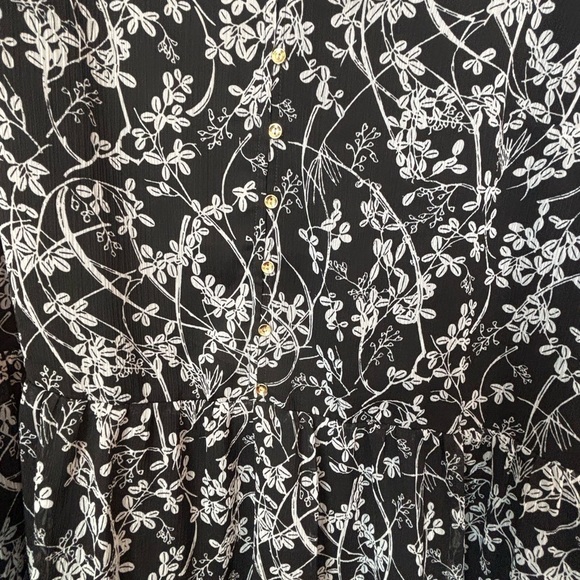 LOFT Black and White Midi Dress with Floral Graphic Design XL - Picture 4 of 8